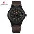 NAVIFORCE 9233 Classic Quartz Leather Men's Wristwatches Casual Wild Man Clock 30m Waterproof Male Watches with Seiko Movement - Black Yellow DarkBrown
